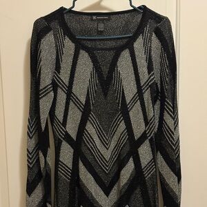 INC International Concepts Metallic Black and Silver Sweater